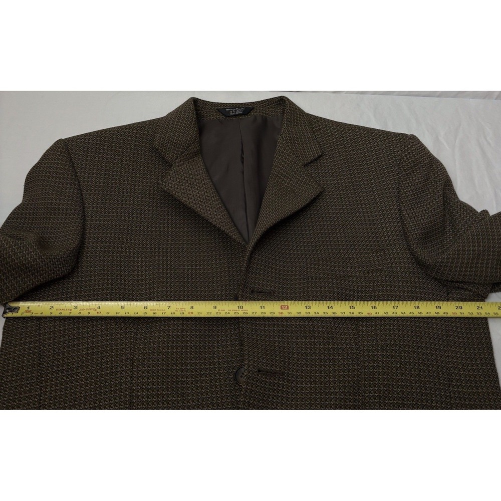 Vintage Men's Bob Mackie Classic Wool Blend Blazer Brown 42 90's USA Houndstooth - Picture 8 of 10